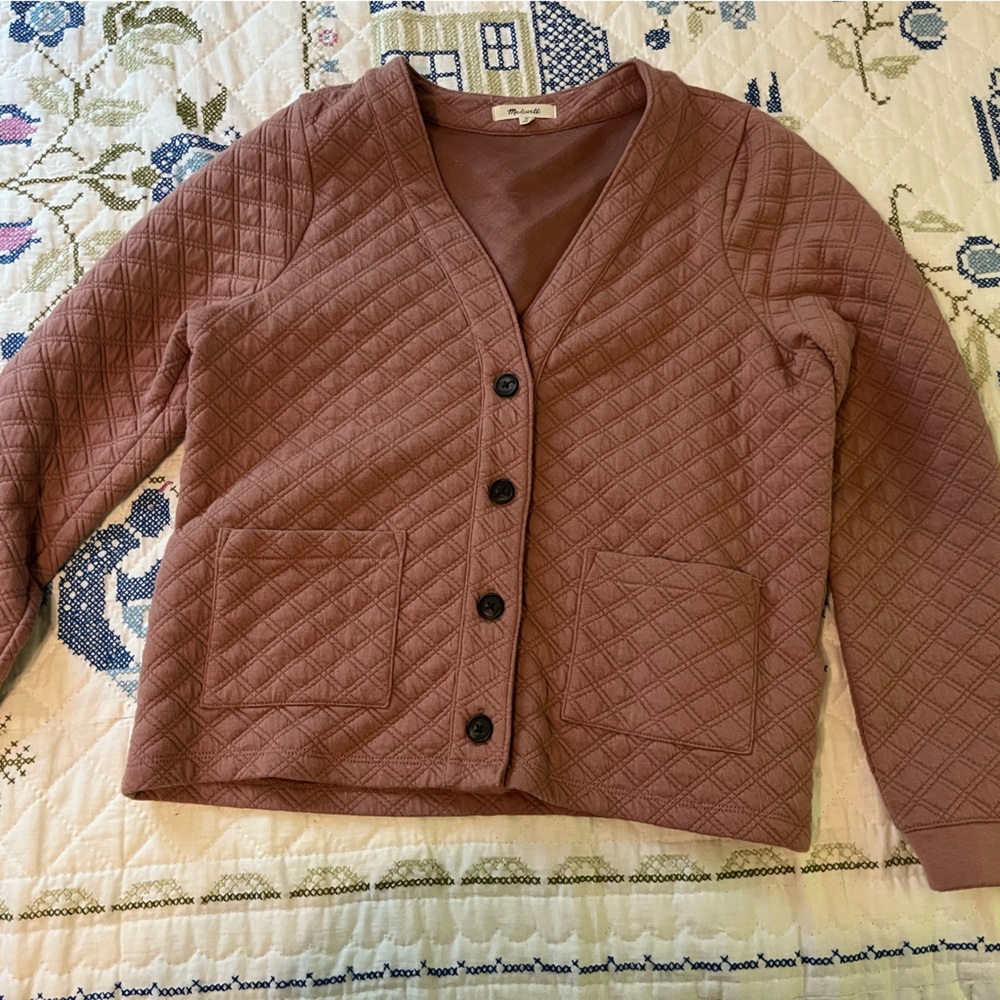 Madewell Quilted Button-Up Jacket in Mauve